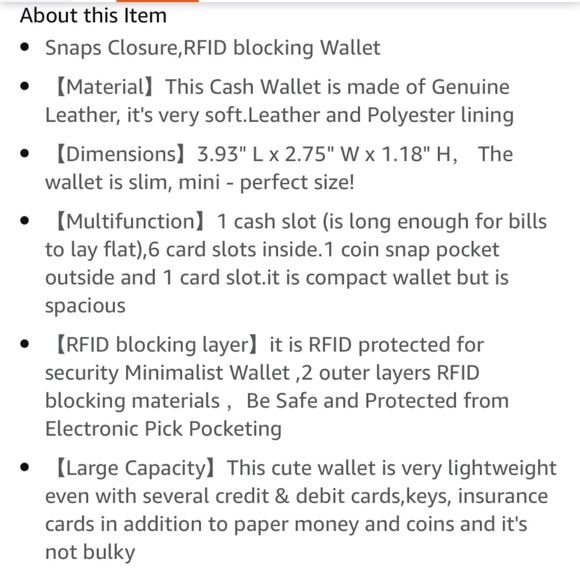 Yocipa small leather wallet for women . New in box. Retail 27 - Picture 7 of 9